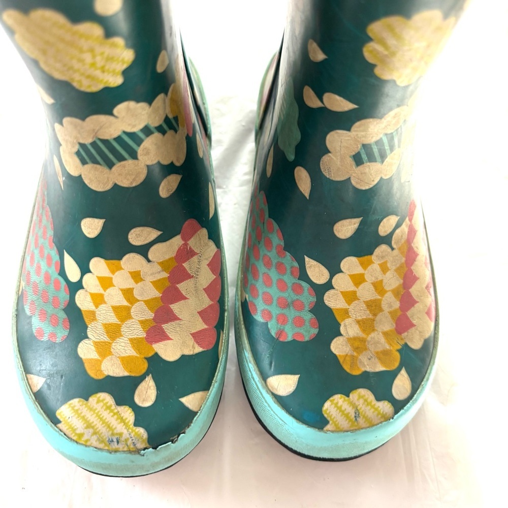Bogs Skipper Cloud Rain boots Blue and Yellow Floral SZ 11 Worn - Picture 9 of 14
